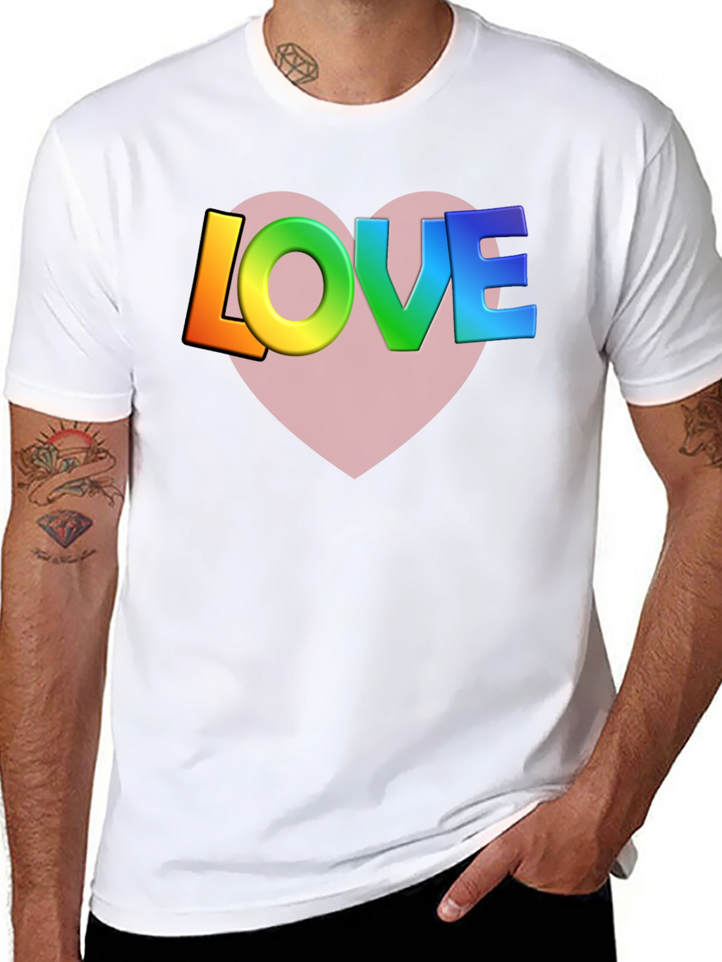 Rainbow LOVE Heart Graphic T-Shirt