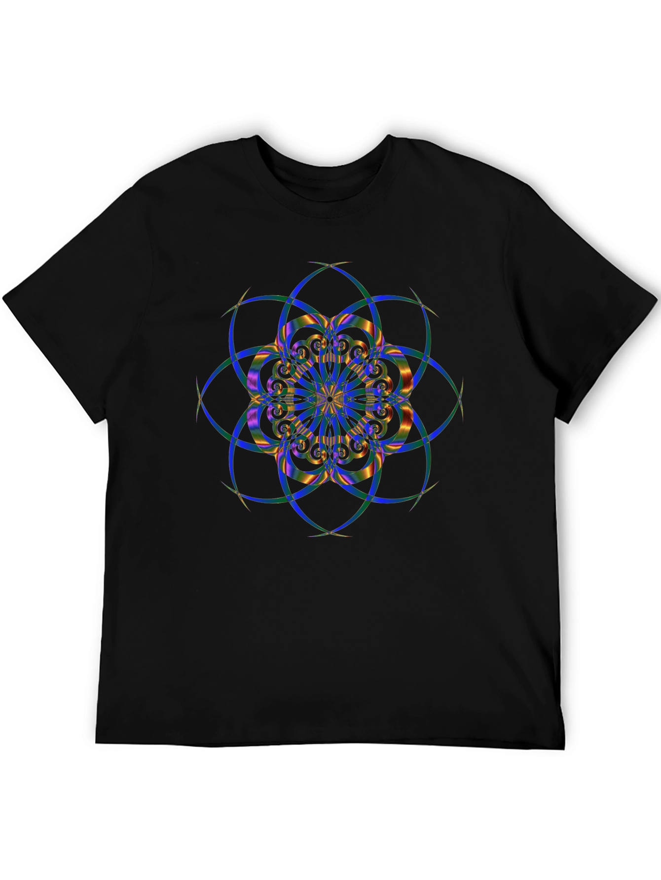 Geometric Mandala Design Black T-Shirt