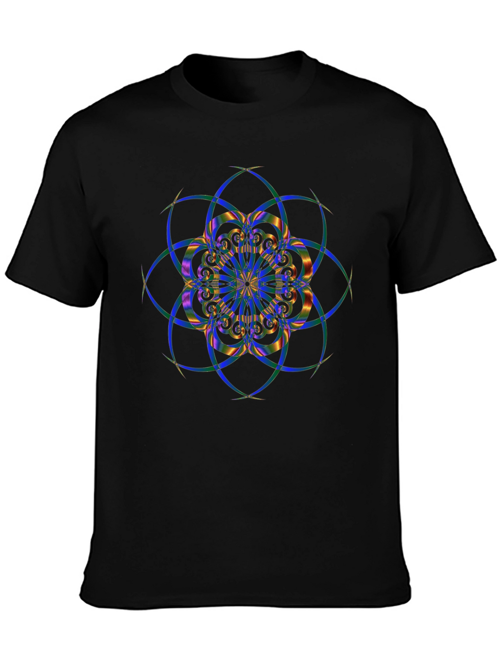 Geometric Mandala Design Black T-Shirt