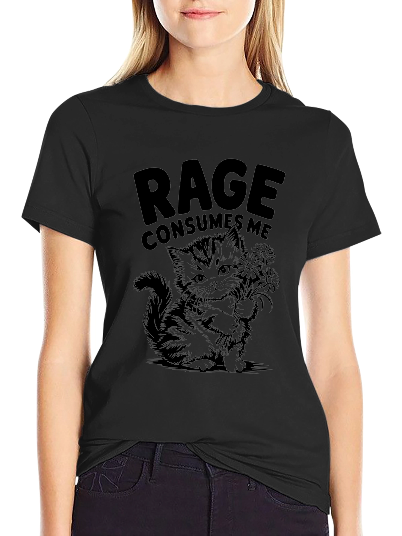 Rage Consumes Me Kitten T-Shirt - Black