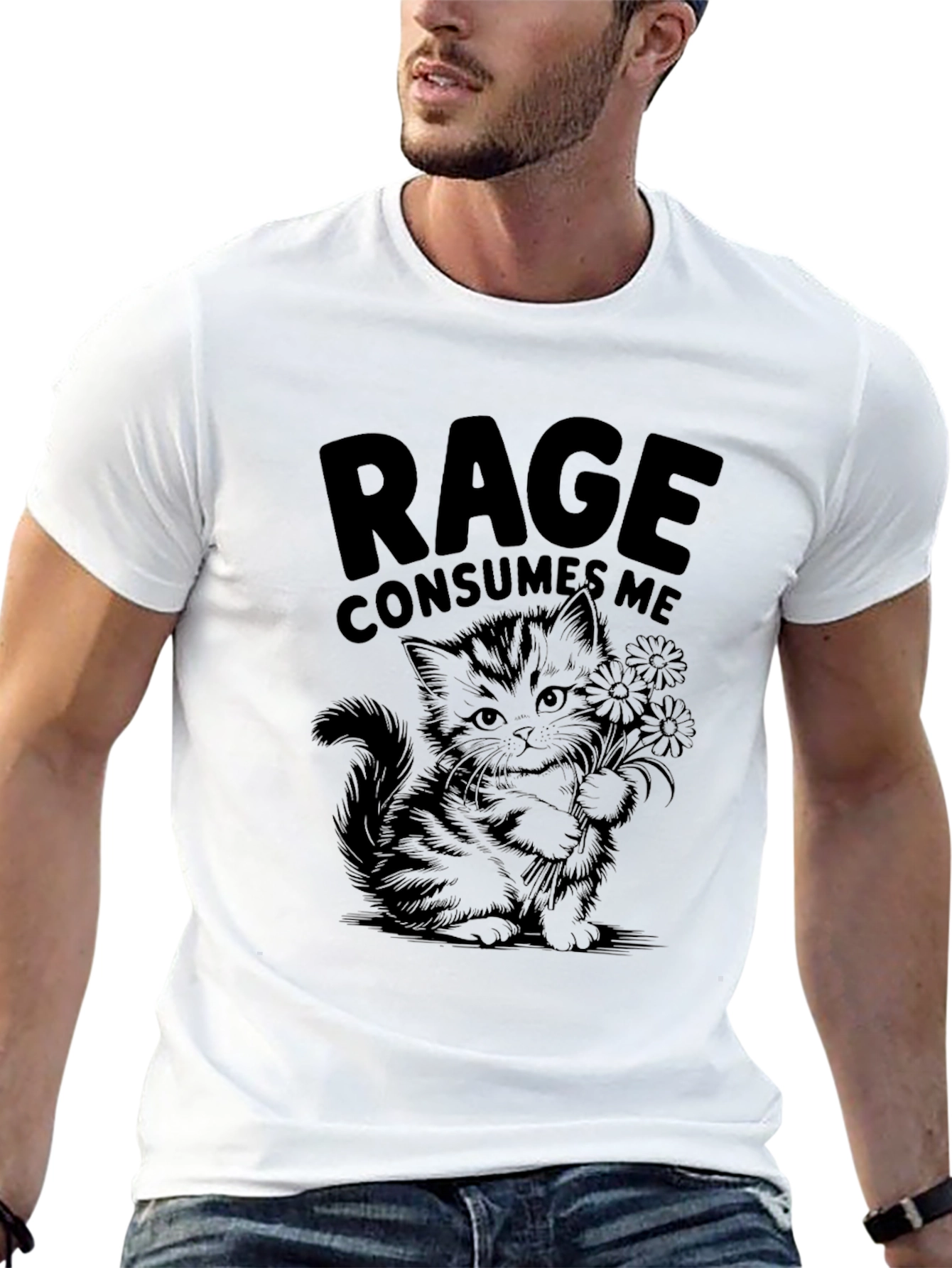 Rage Consumes Me Kitten T-Shirt - Black