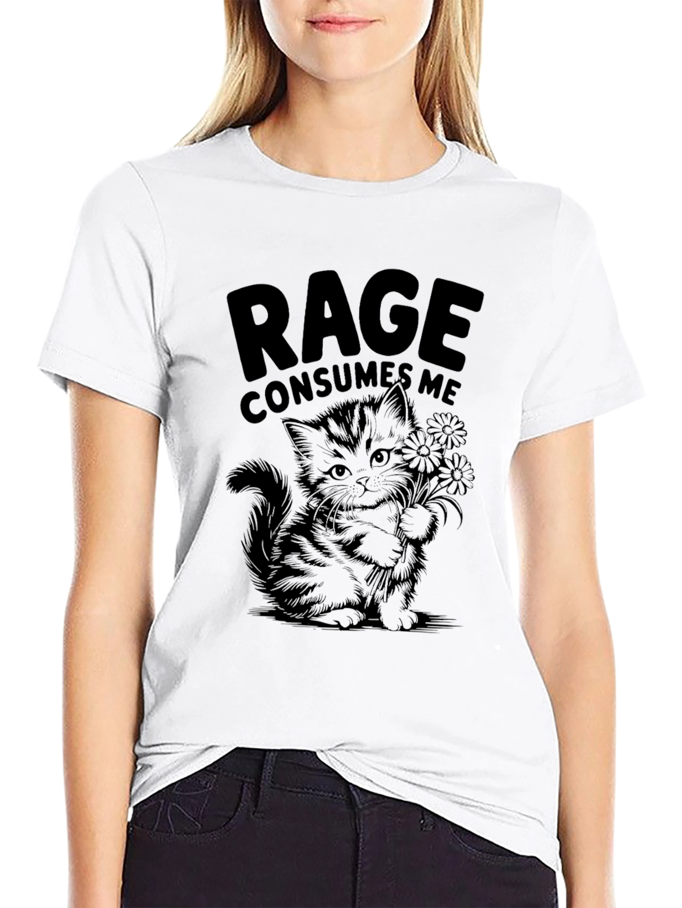 Rage Consumes Me Kitten T-Shirt - Black