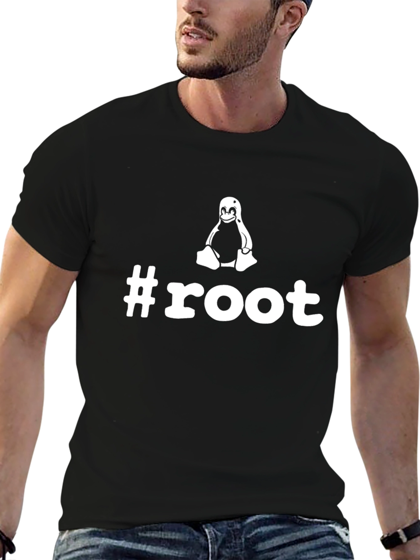 Linux Root T-Shirt - Black Cotton Tee