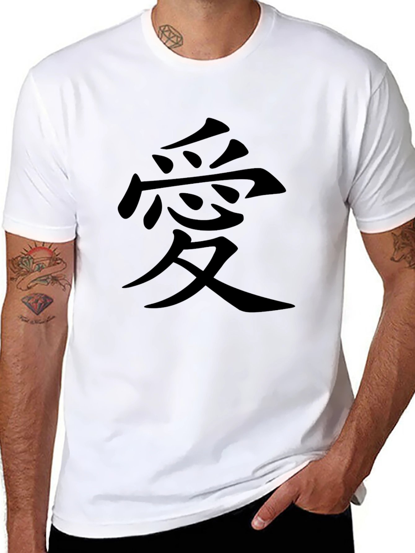 Black T-Shirt with Love Kanji Symbol