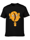 Unique Cartoon Character Graphic Black T-Shirt