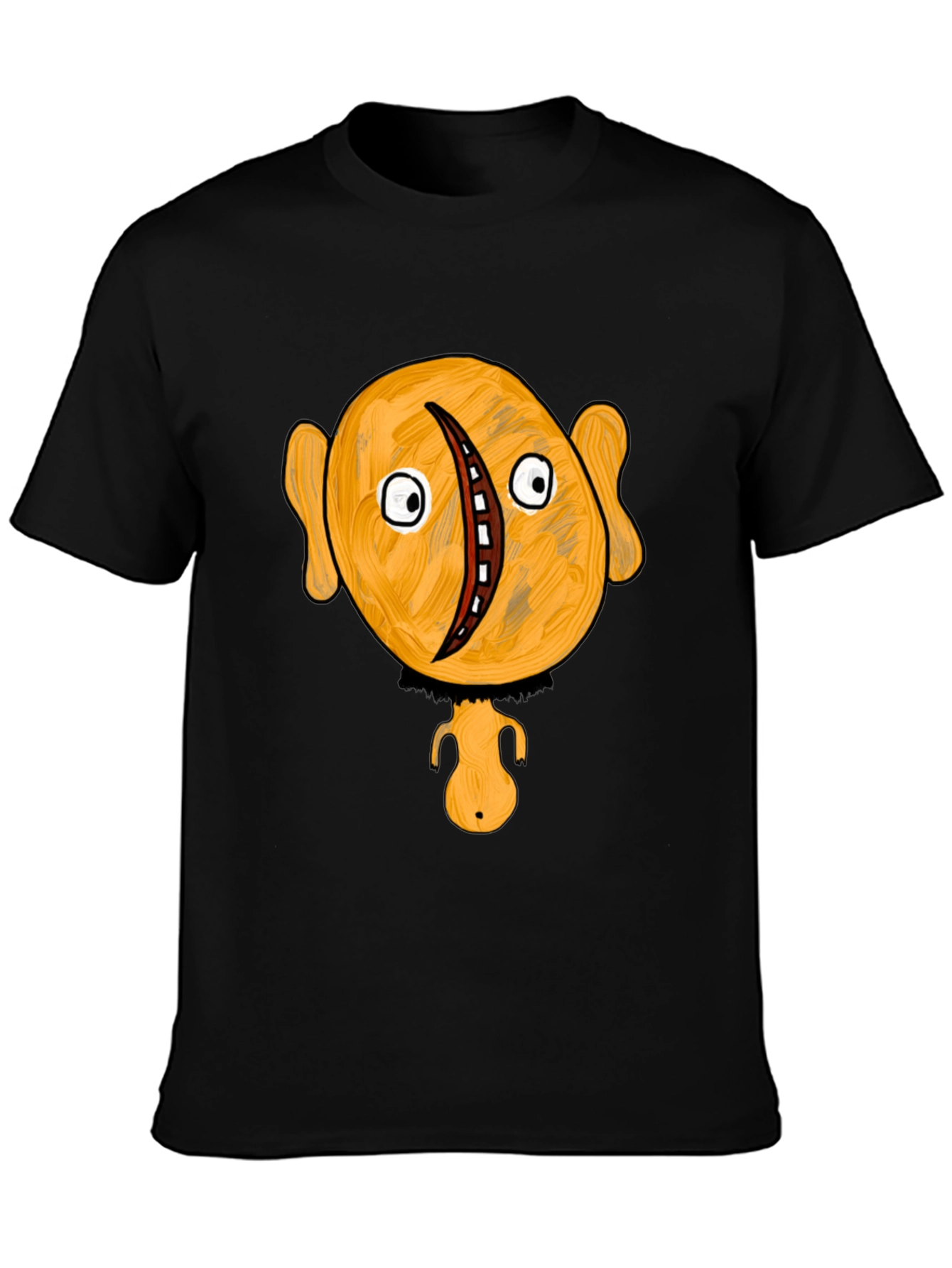 Unique Cartoon Character Graphic Black T-Shirt