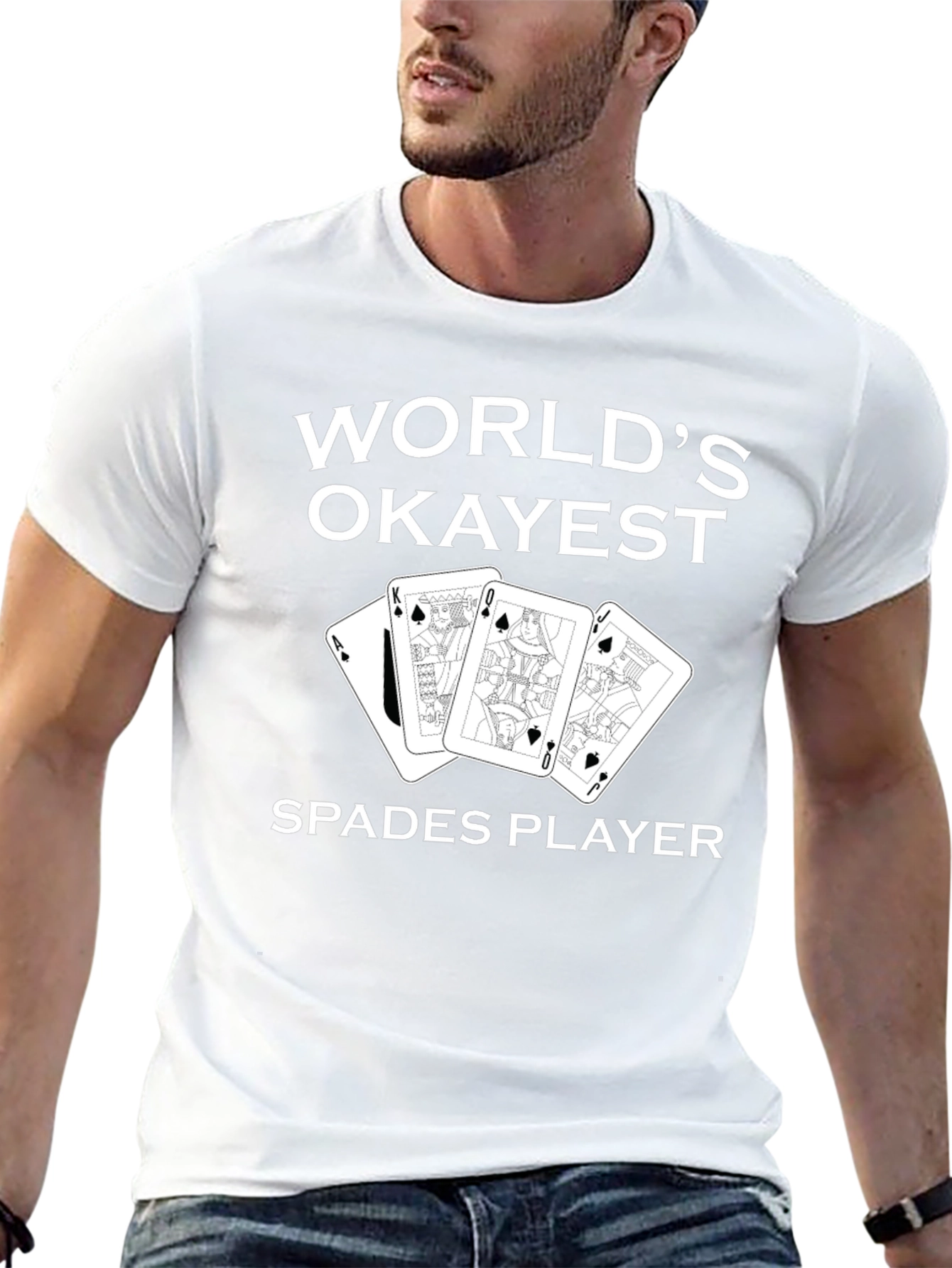 Worlds Okayest Spades Player Black Graphic Tee