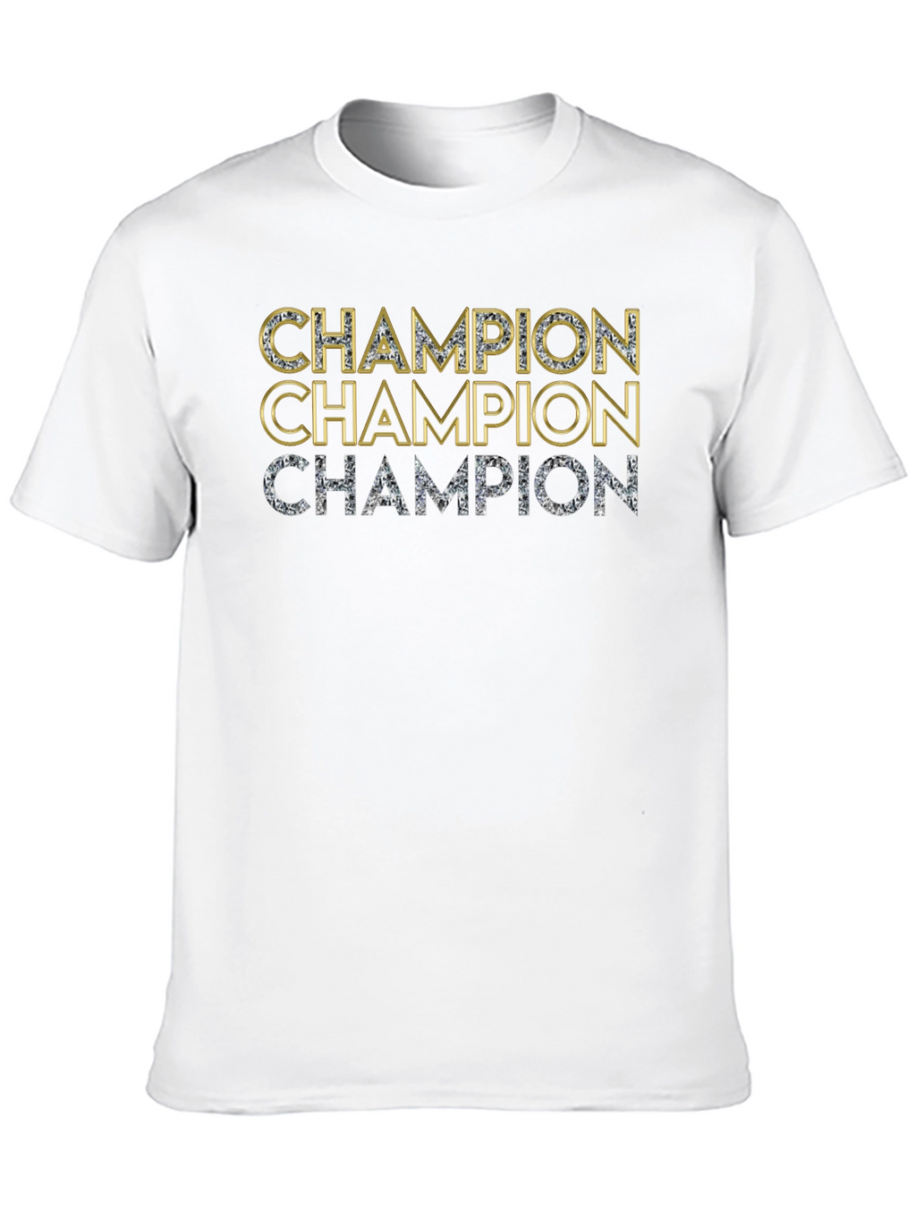 Champion T-Shirt - Black with Gold & Silver Text