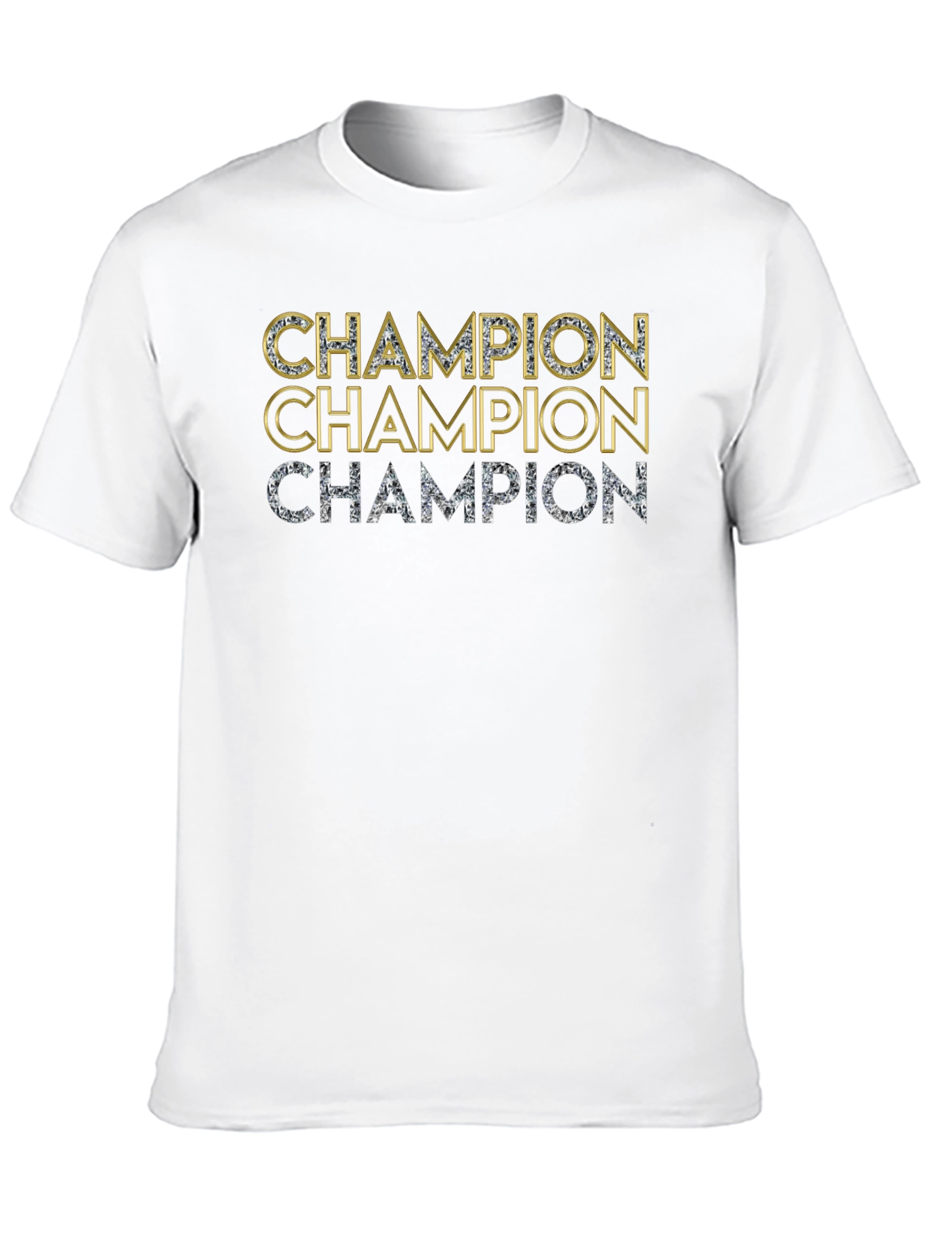 Champion T-Shirt - Black with Gold & Silver Text