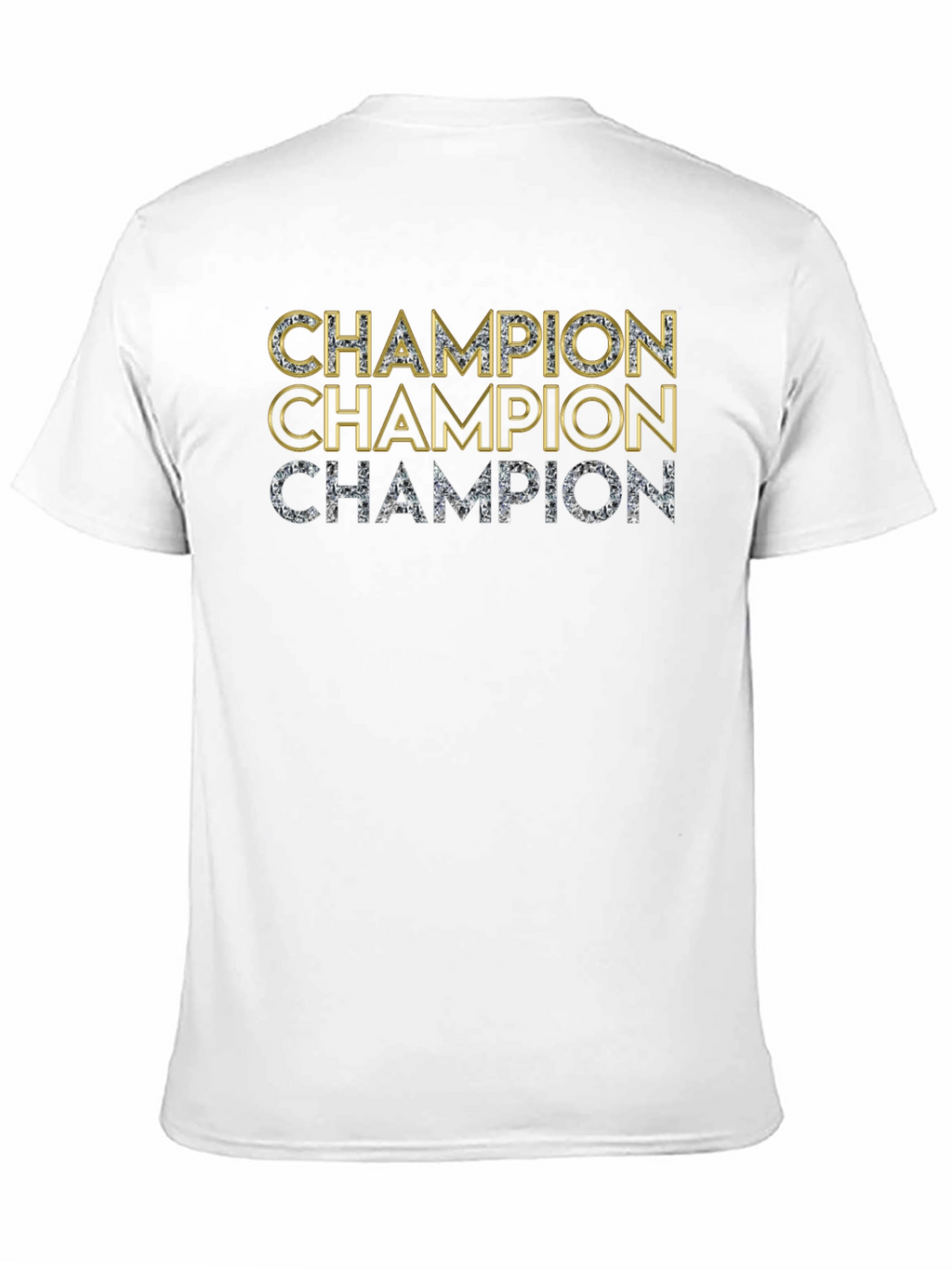 Champion T-Shirt - Black with Gold & Silver Text