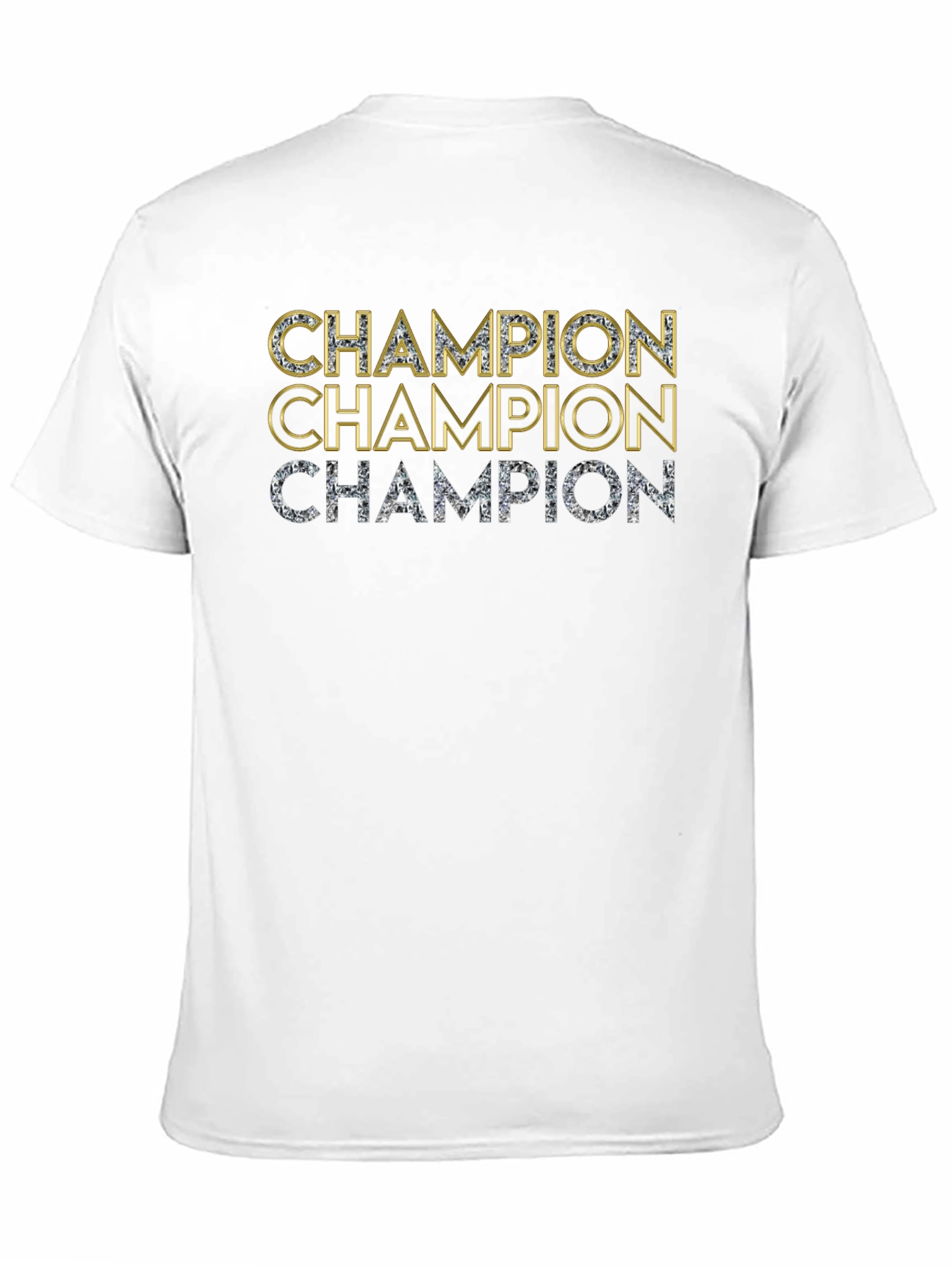 Champion T-Shirt - Black with Gold & Silver Text