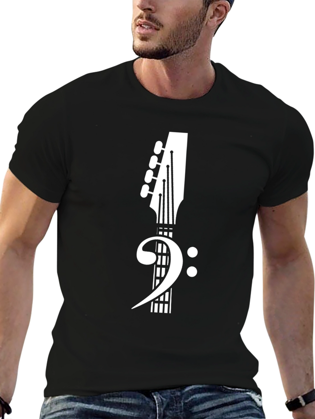 Bass Clef Guitar Tee - Music Lovers T-Shirt