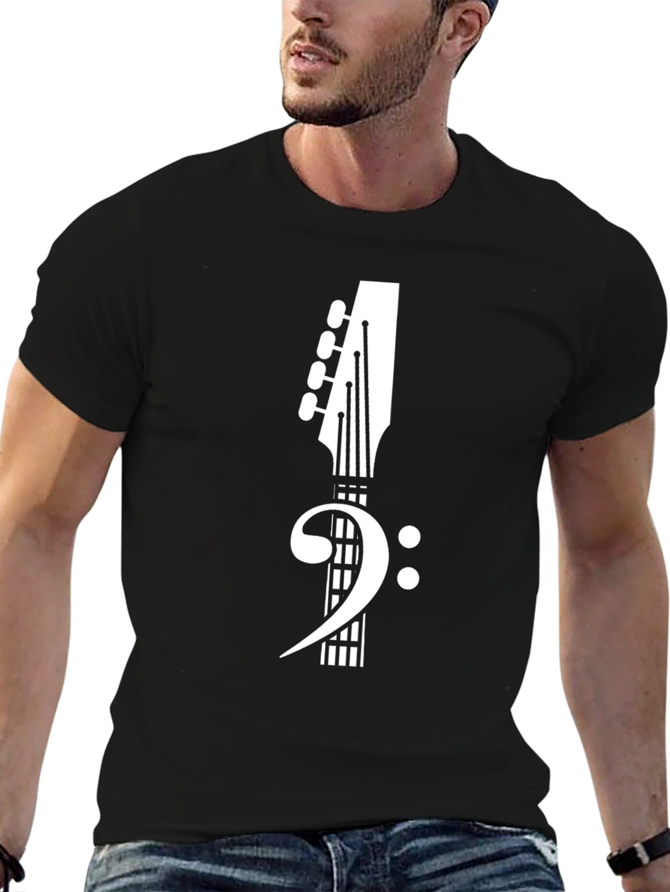 Bass Clef Guitar Tee - Music Lovers T-Shirt