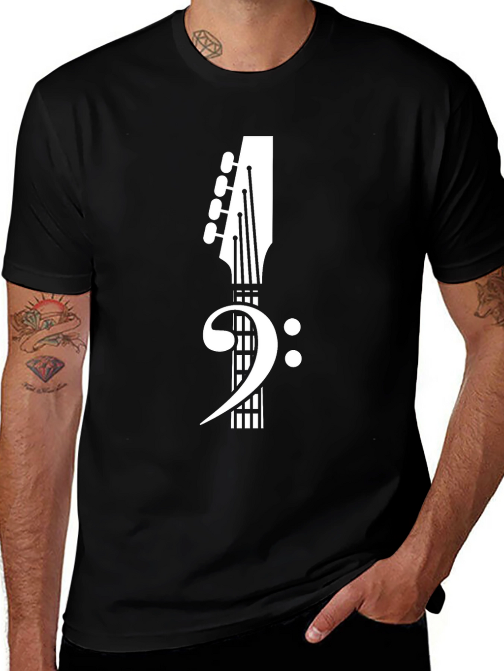 Bass Clef Guitar Tee - Music Lovers T-Shirt