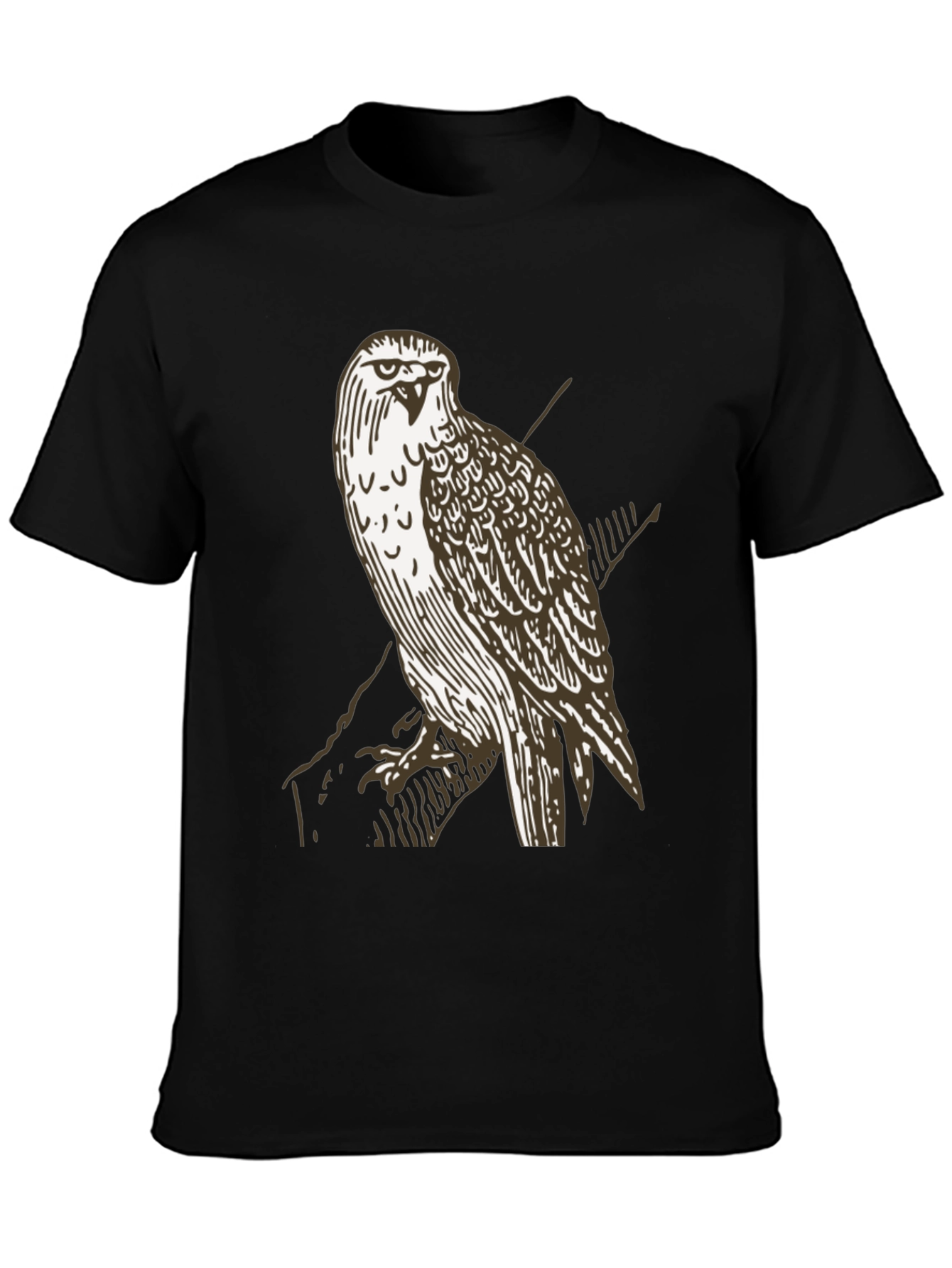 Hawk Graphic T-Shirt - Black Crew Neck Tee