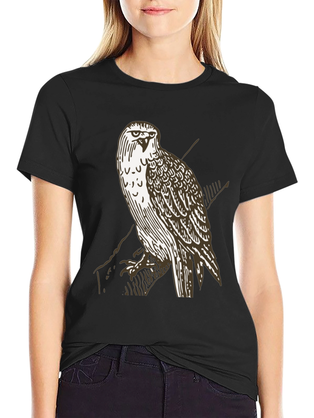 Hawk Graphic T-Shirt - Black Crew Neck Tee
