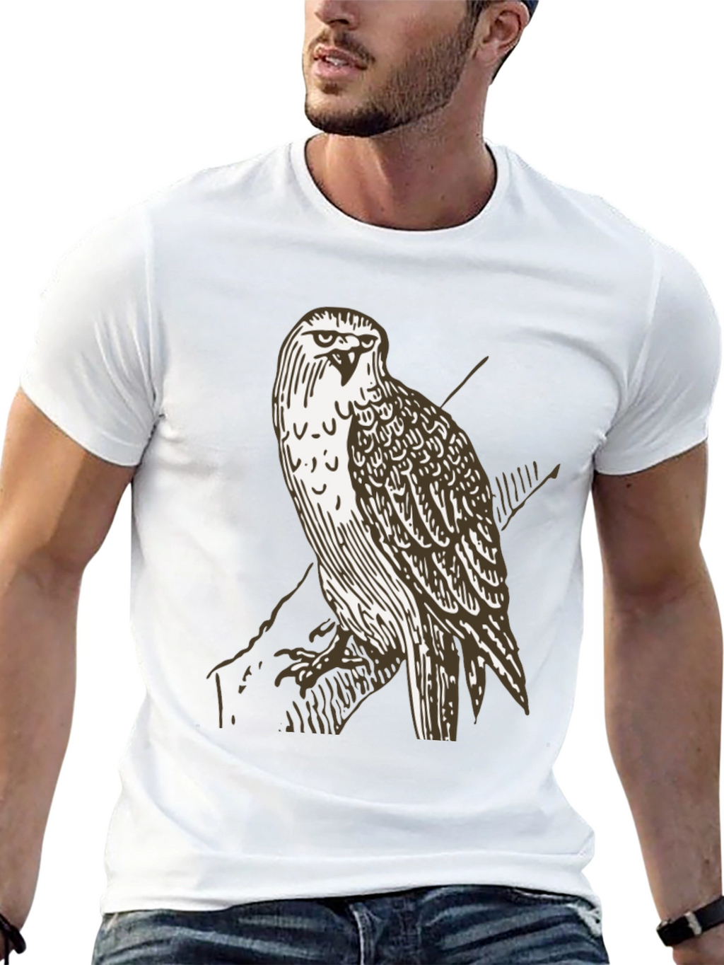 Hawk Graphic T-Shirt - Black Crew Neck Tee