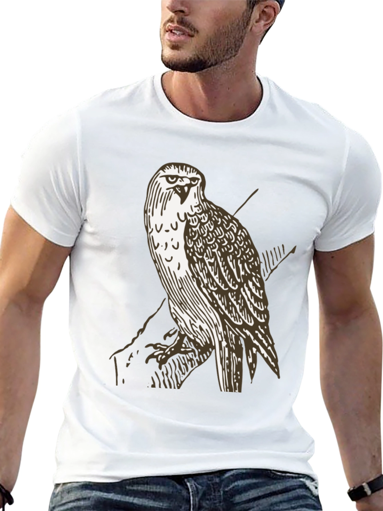 Hawk Graphic T-Shirt - Black Crew Neck Tee