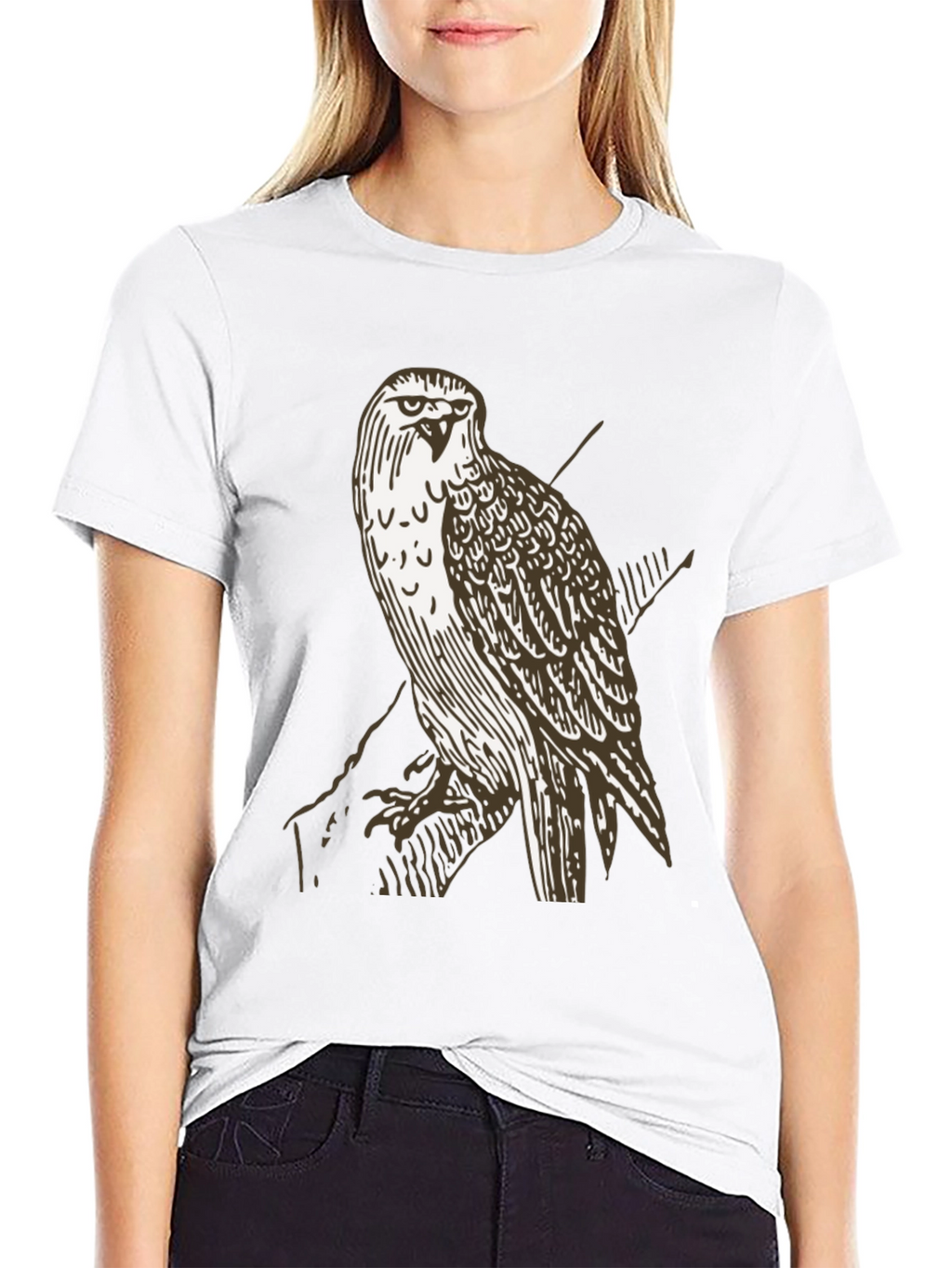 Hawk Graphic T-Shirt - Black Crew Neck Tee