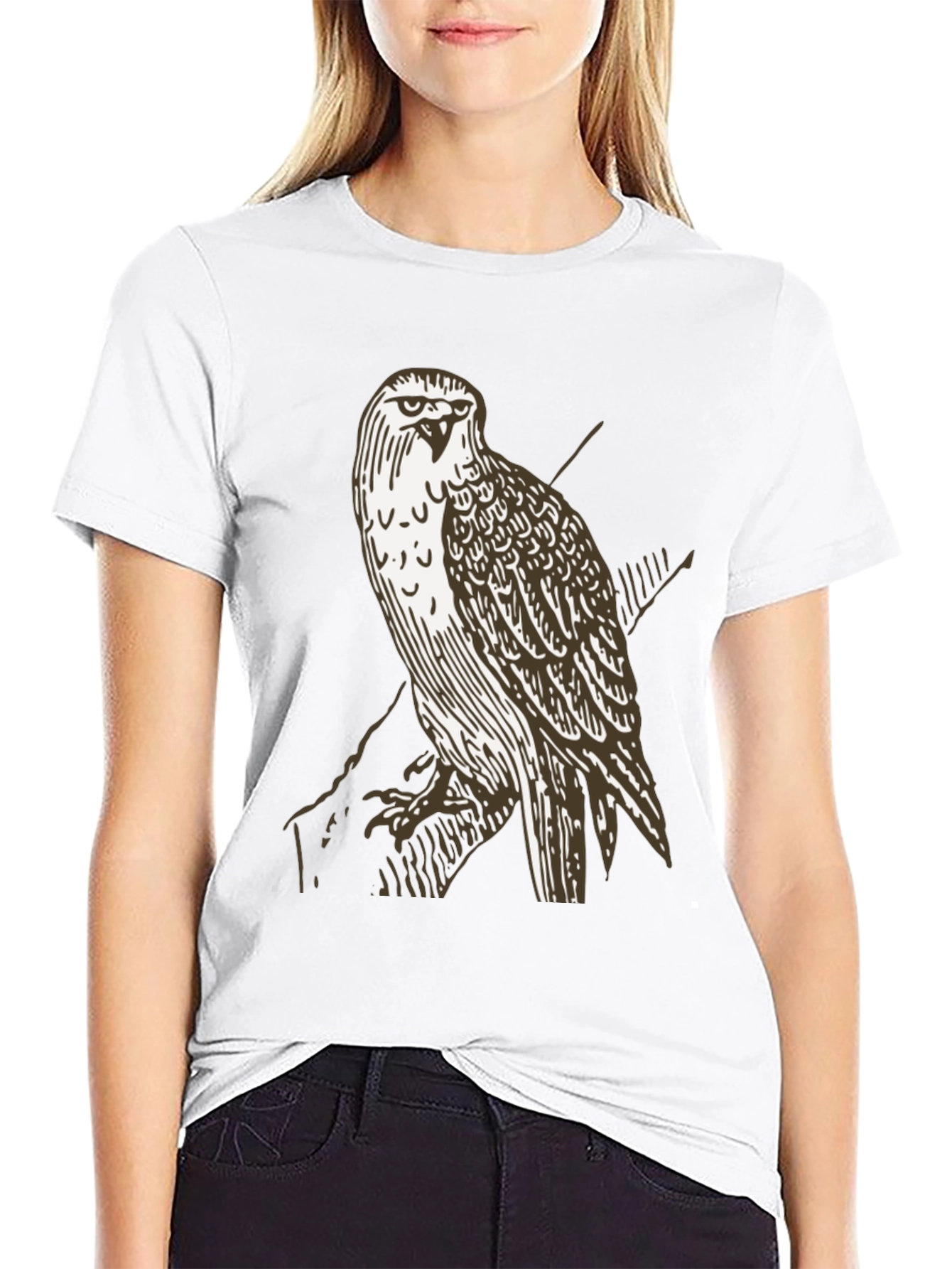 Hawk Graphic T-Shirt - Black Crew Neck Tee