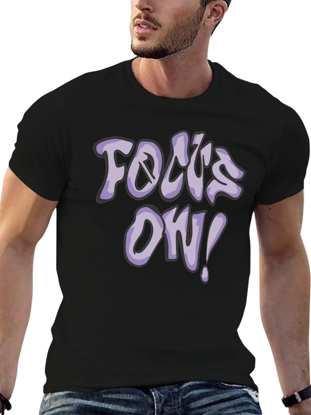 Focus On! Graphic Tee - Casual Black T-Shirt