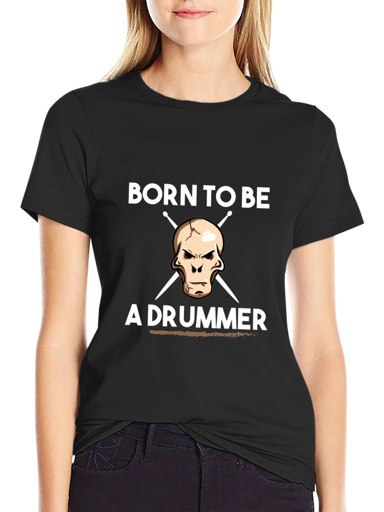 Born to Be a Drummer Graphic Tee - Black Cotton T-Shirt