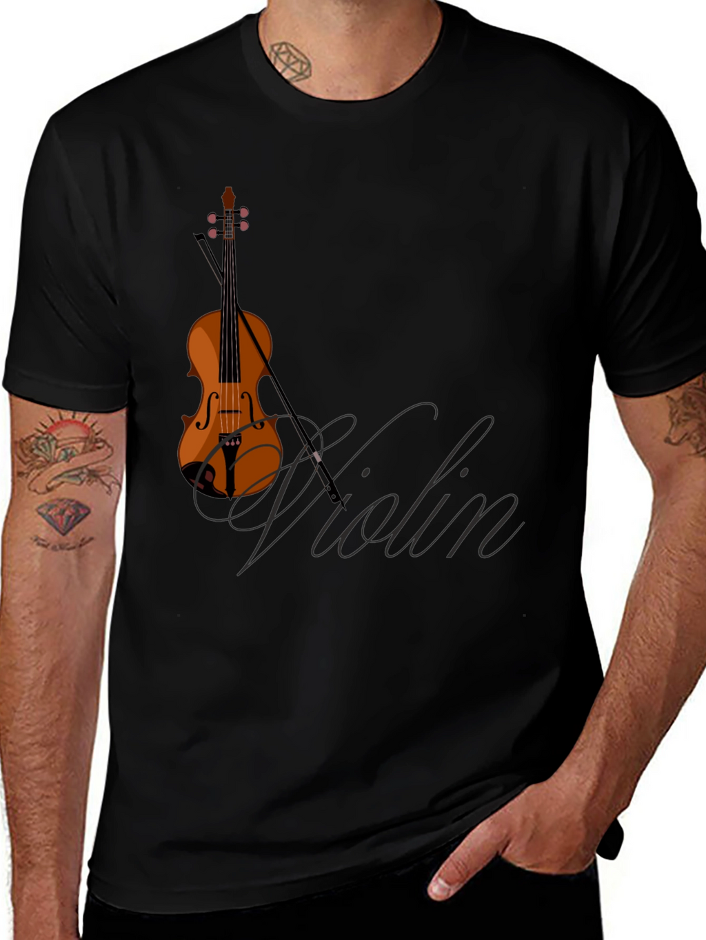 Violin Graphic Black T-Shirt
