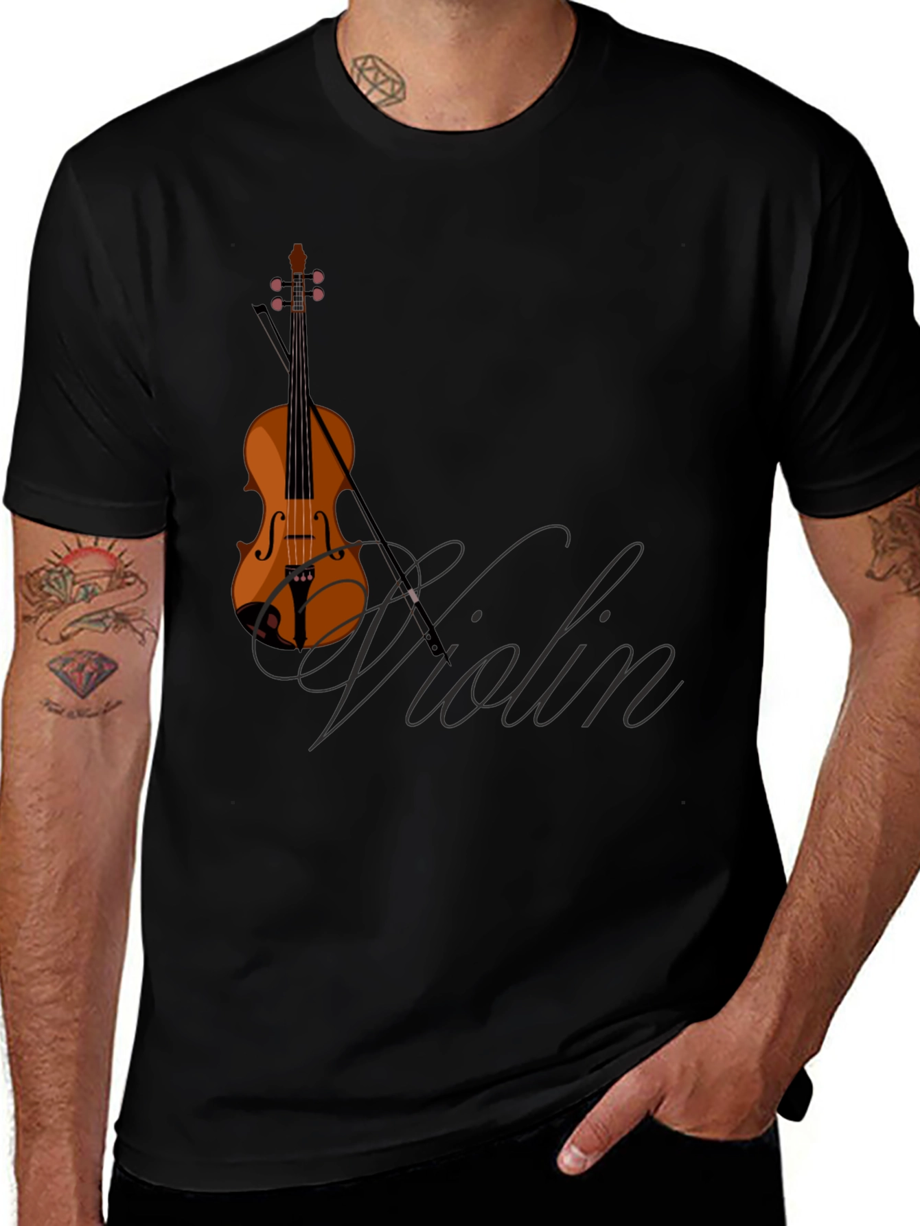 Violin Graphic Black T-Shirt