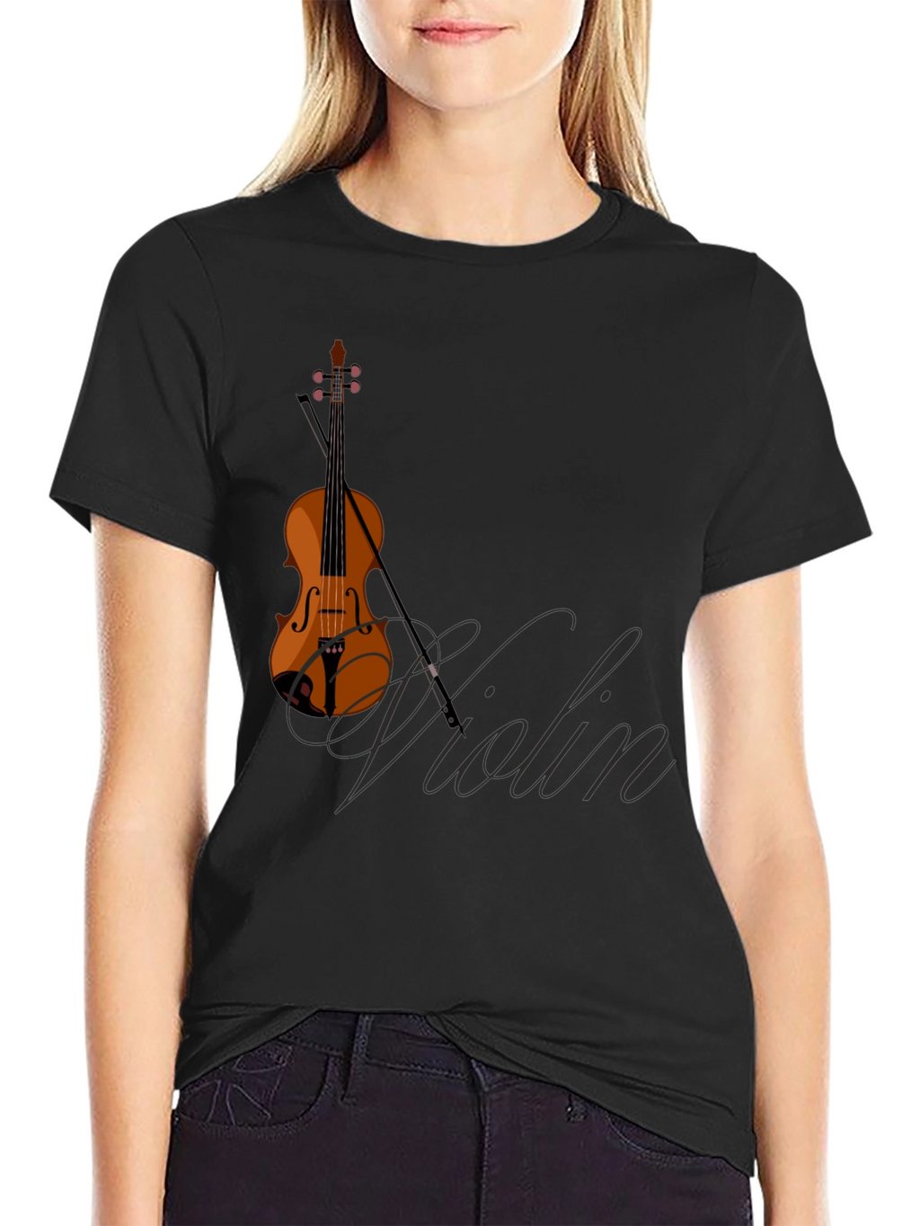 Violin Graphic Black T-Shirt