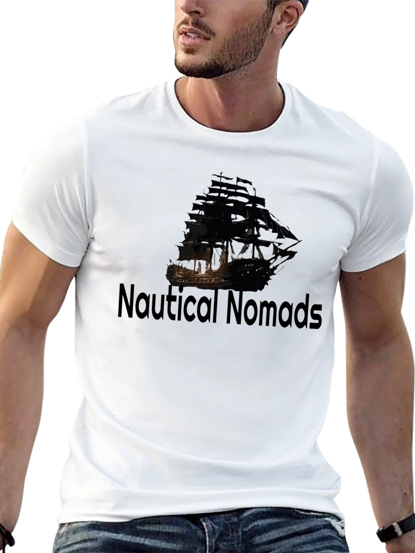 Nautical Nomads Black Pirate Ship Graphic Tee