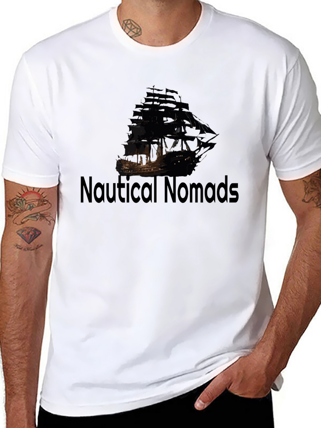 Nautical Nomads Black Pirate Ship Graphic Tee