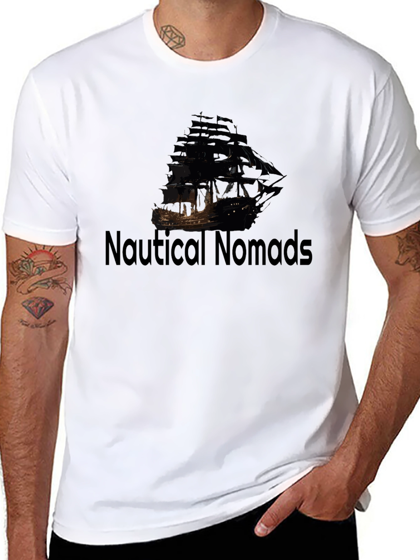 Nautical Nomads Black Pirate Ship Graphic Tee