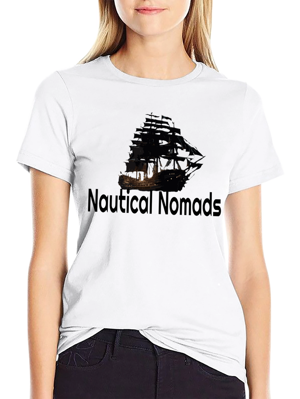 Nautical Nomads Black Pirate Ship Graphic Tee