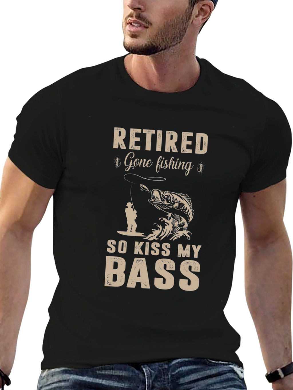 Retired Gone Fishing So Kiss My Bass T-Shirt