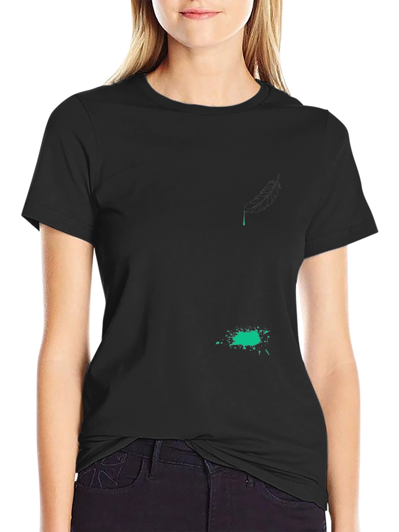 Black T-Shirt with Abstract Green Graphic