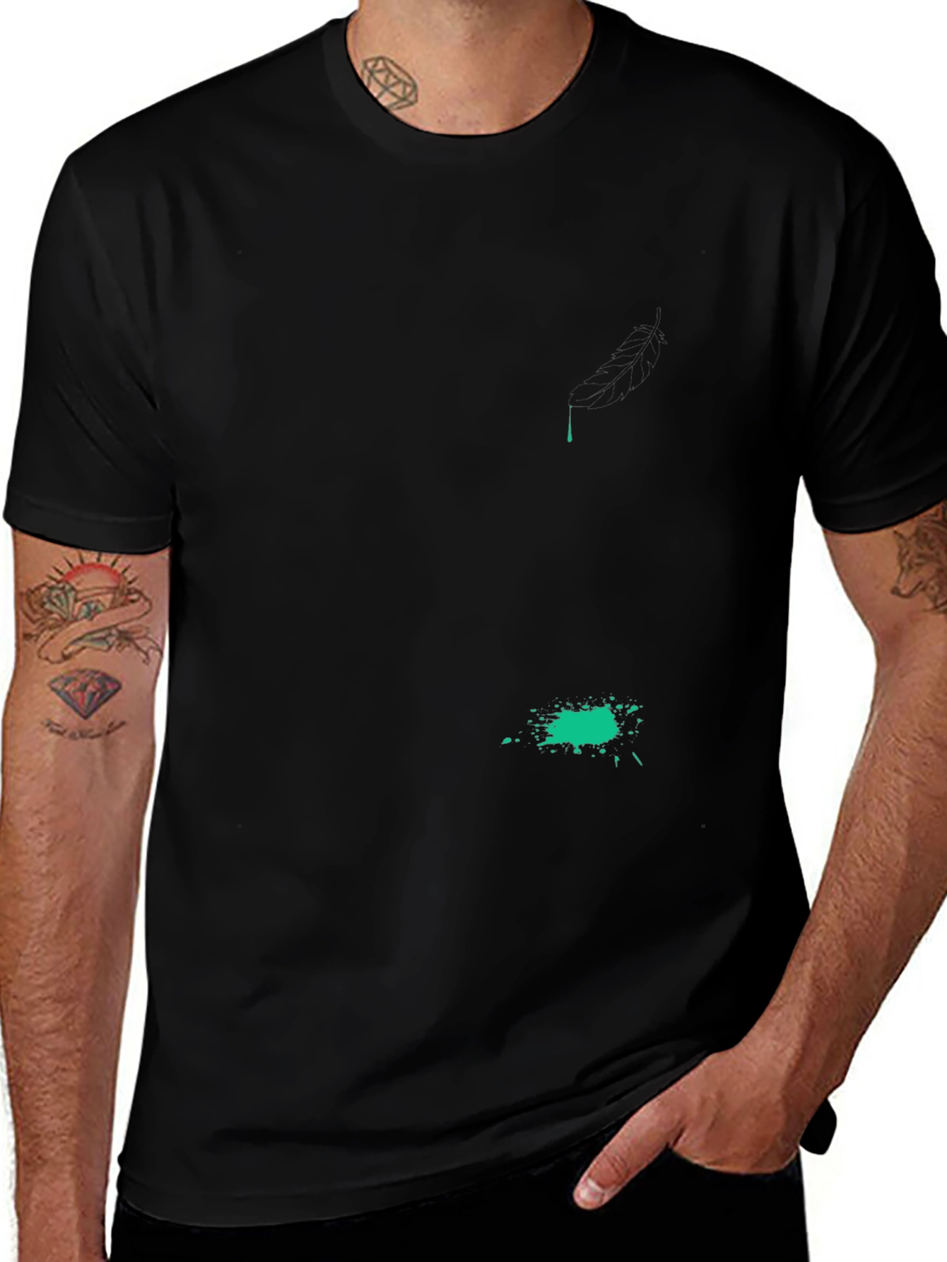 Black T-Shirt with Abstract Green Graphic