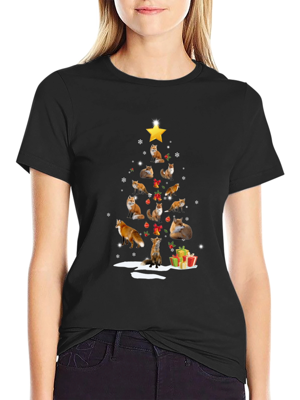 Fox Christmas Tree T-Shirt - Holiday Novelty Tee