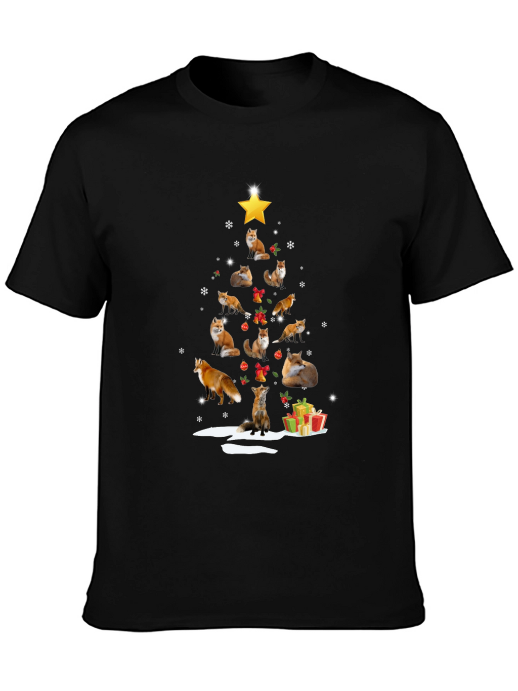 Fox Christmas Tree T-Shirt - Holiday Novelty Tee