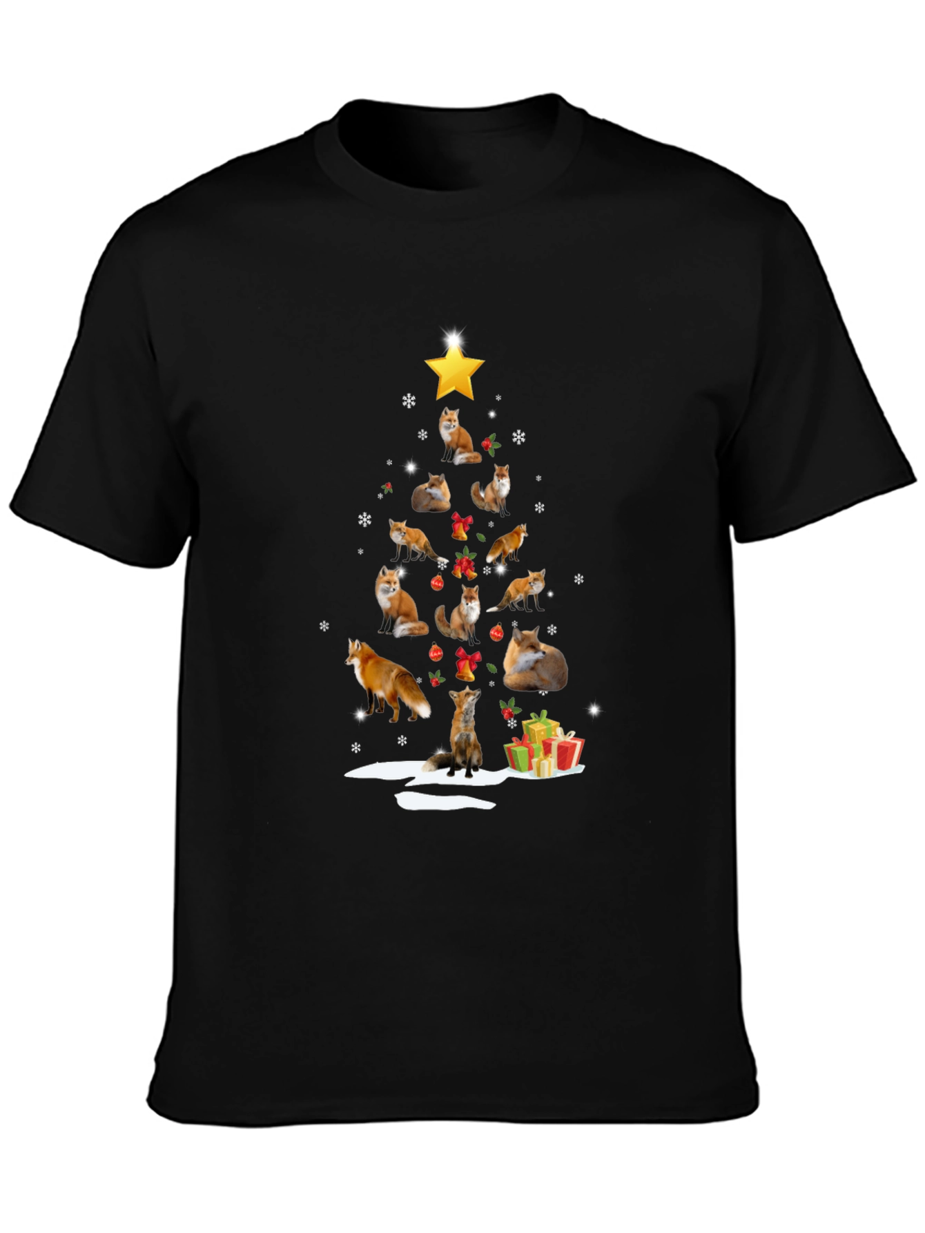 Fox Christmas Tree T-Shirt - Holiday Novelty Tee