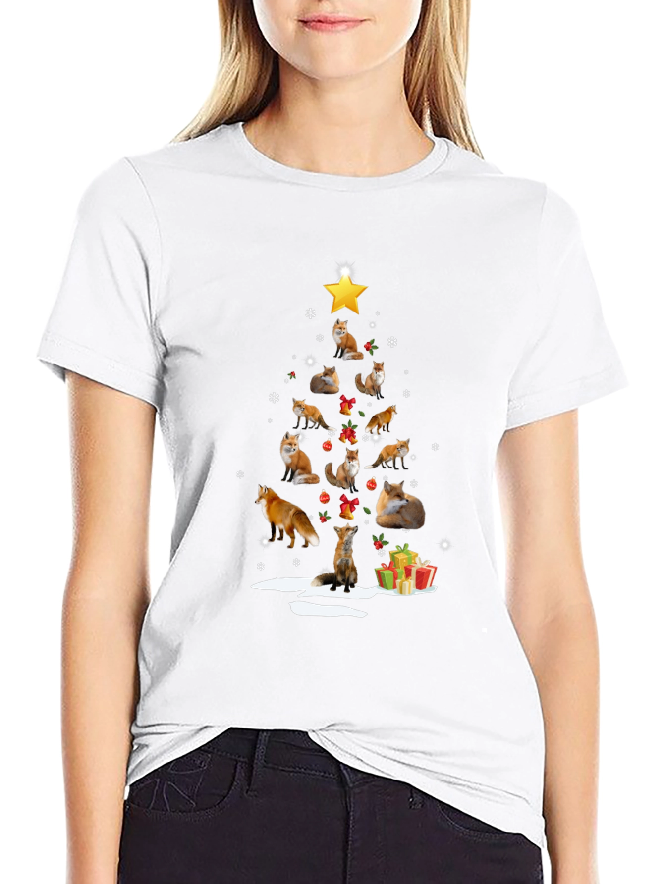 Fox Christmas Tree T-Shirt - Holiday Novelty Tee