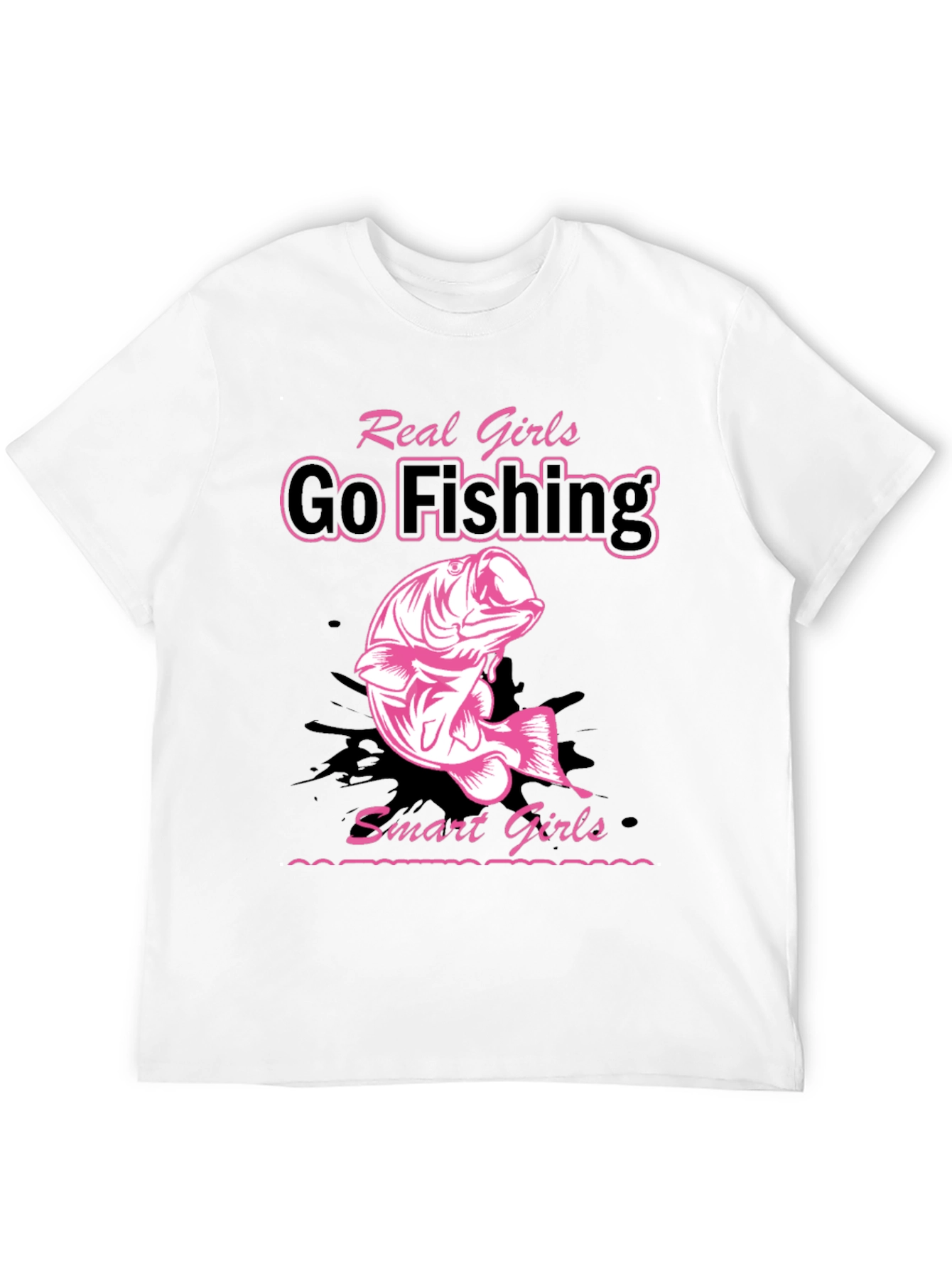 Real Girls Go Fishing Black Graphic Tee