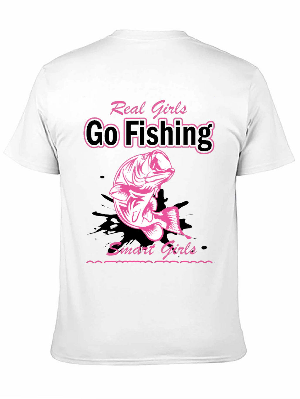 Real Girls Go Fishing Black Graphic Tee