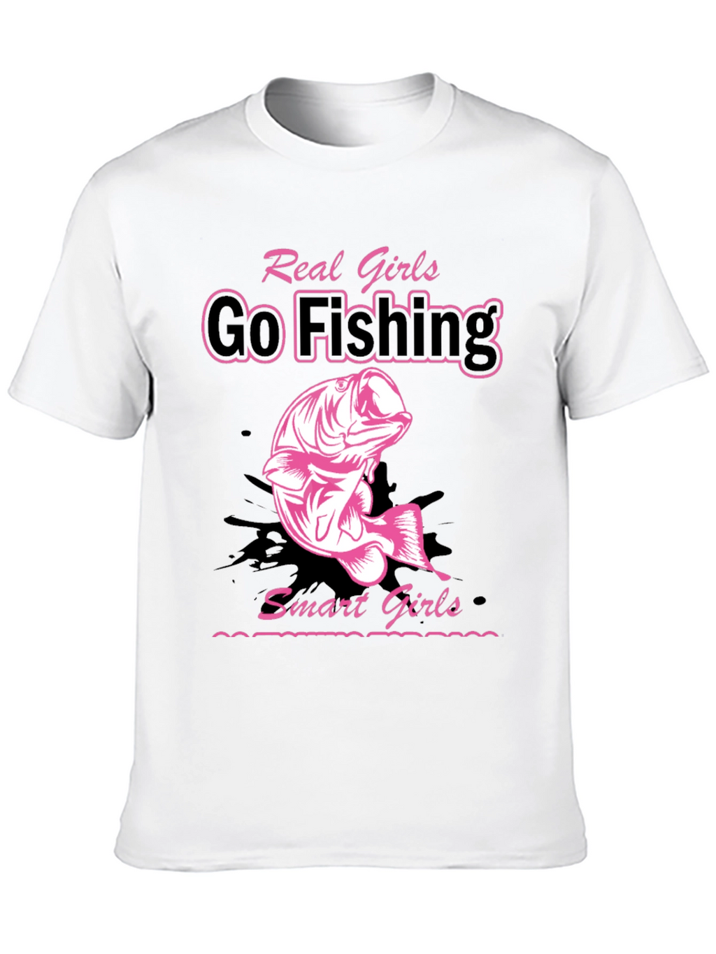 Real Girls Go Fishing Black Graphic Tee