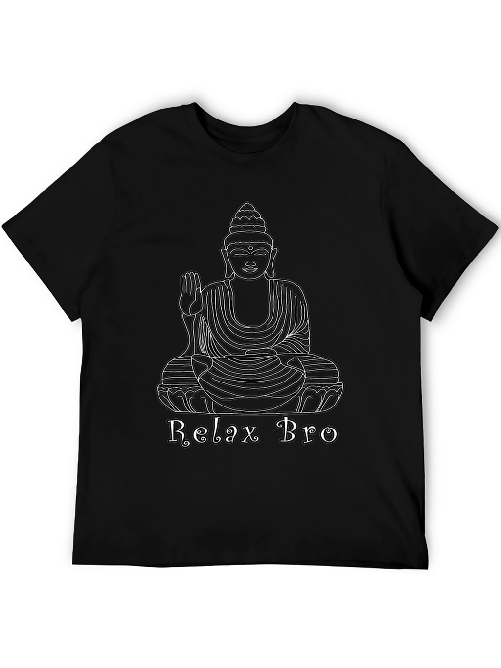 Relax Bro Buddha Graphic Tee - Black Cotton T-Shirt