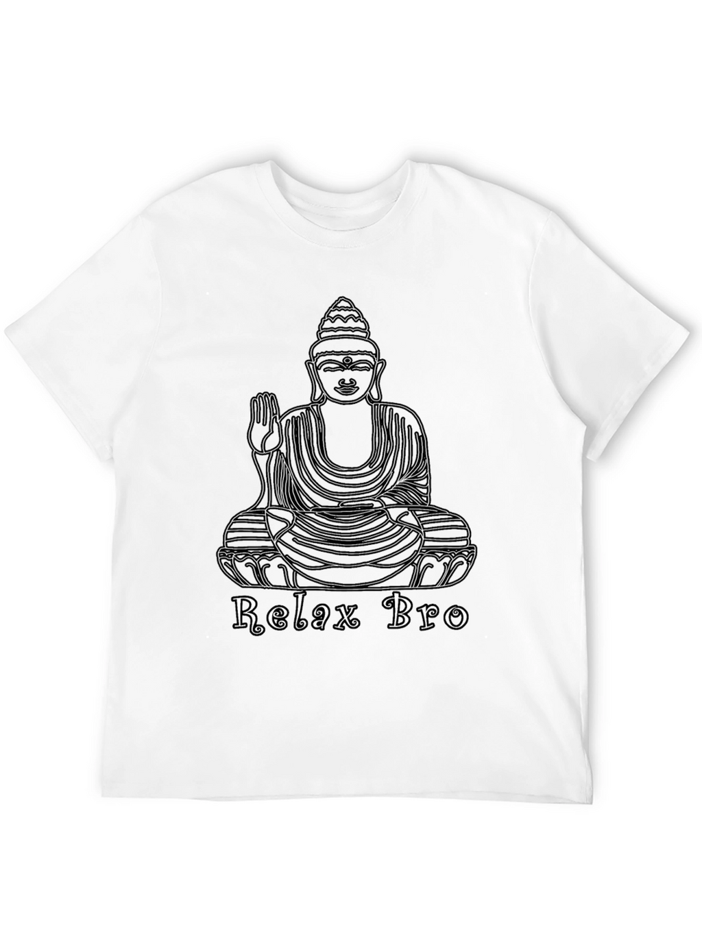 Relax Bro Buddha Graphic Tee - Black Cotton T-Shirt