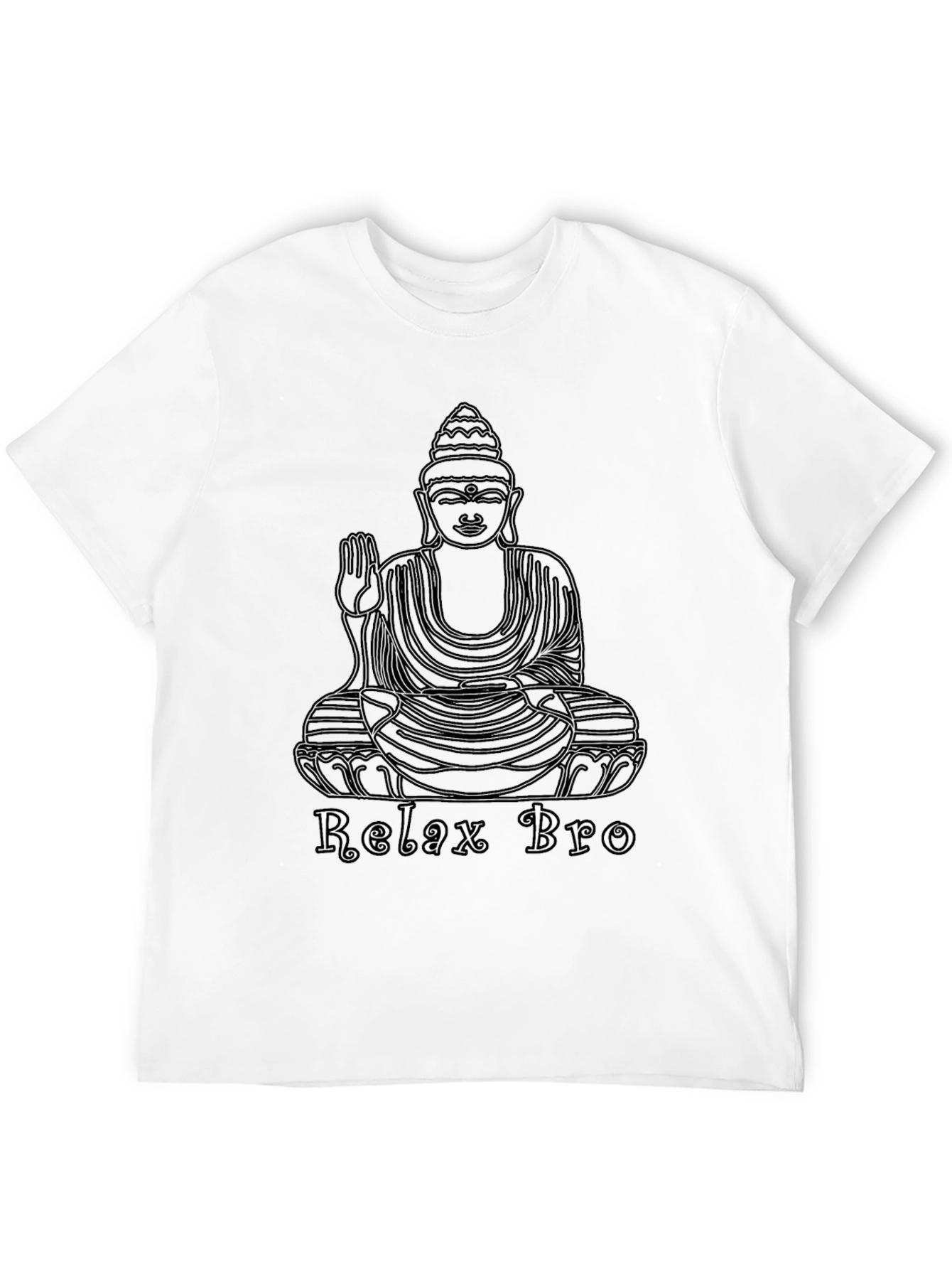 Relax Bro Buddha Graphic Tee - Black Cotton T-Shirt