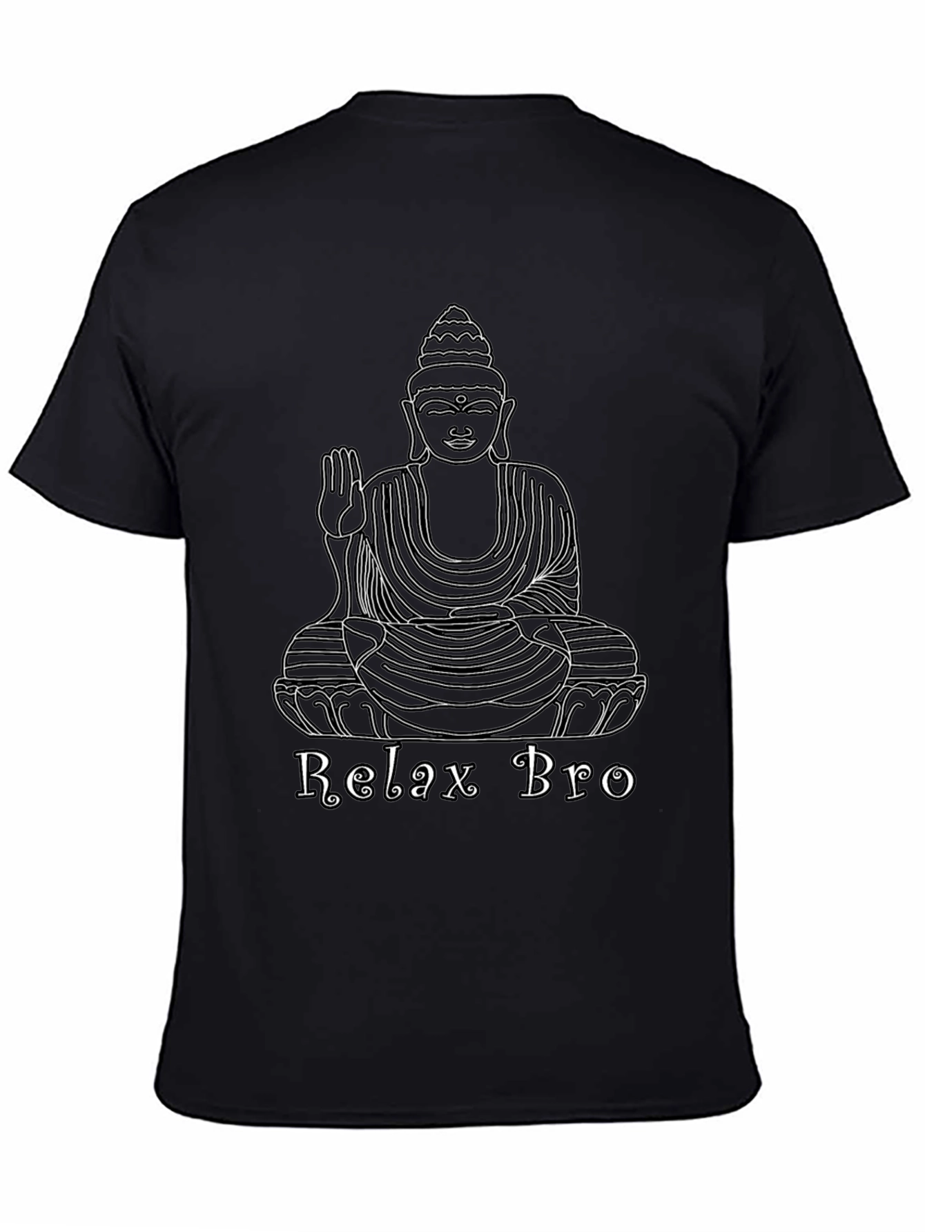 Relax Bro Buddha Graphic Tee - Black Cotton T-Shirt