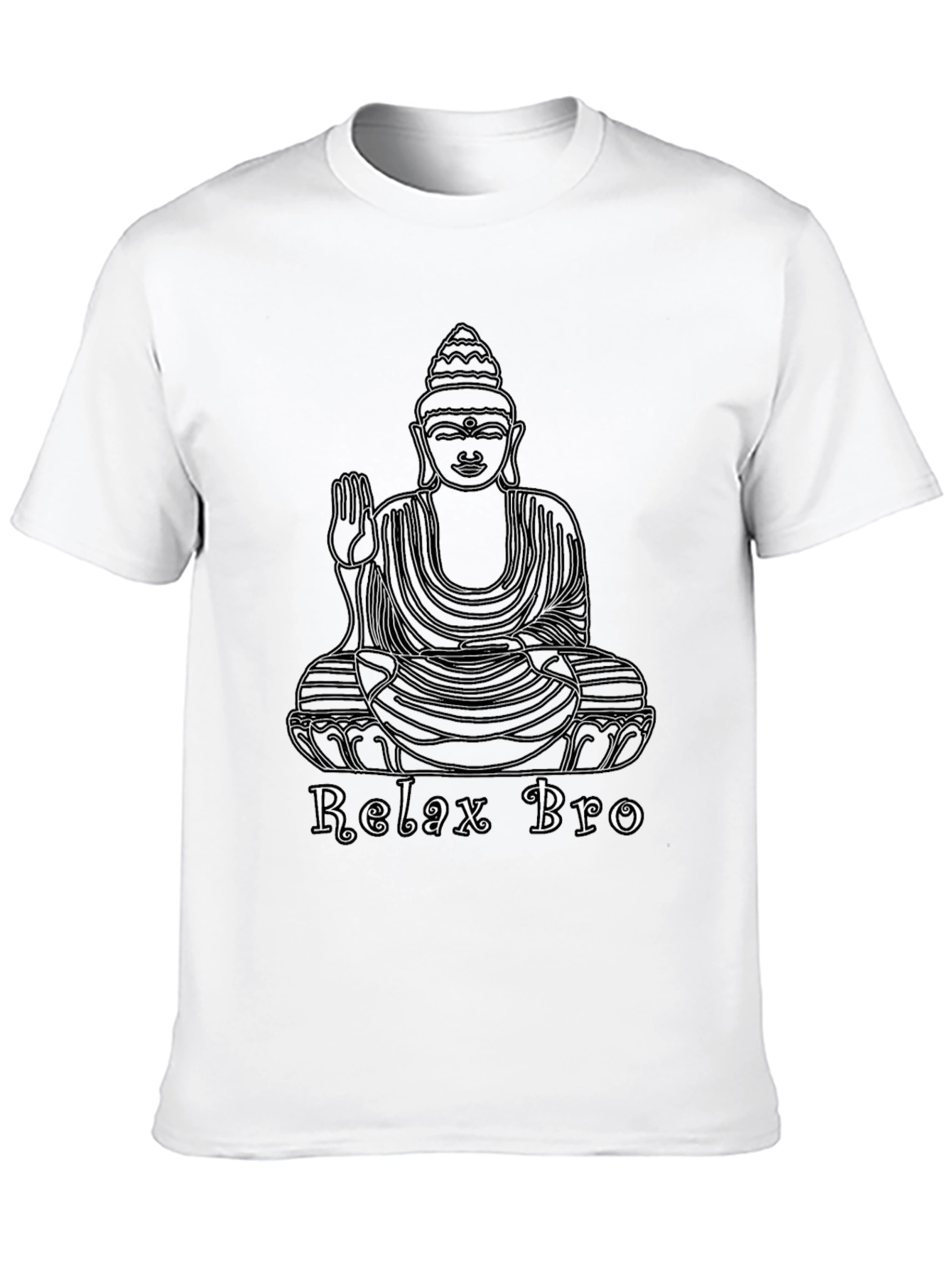 Relax Bro Buddha Graphic Tee - Black Cotton T-Shirt