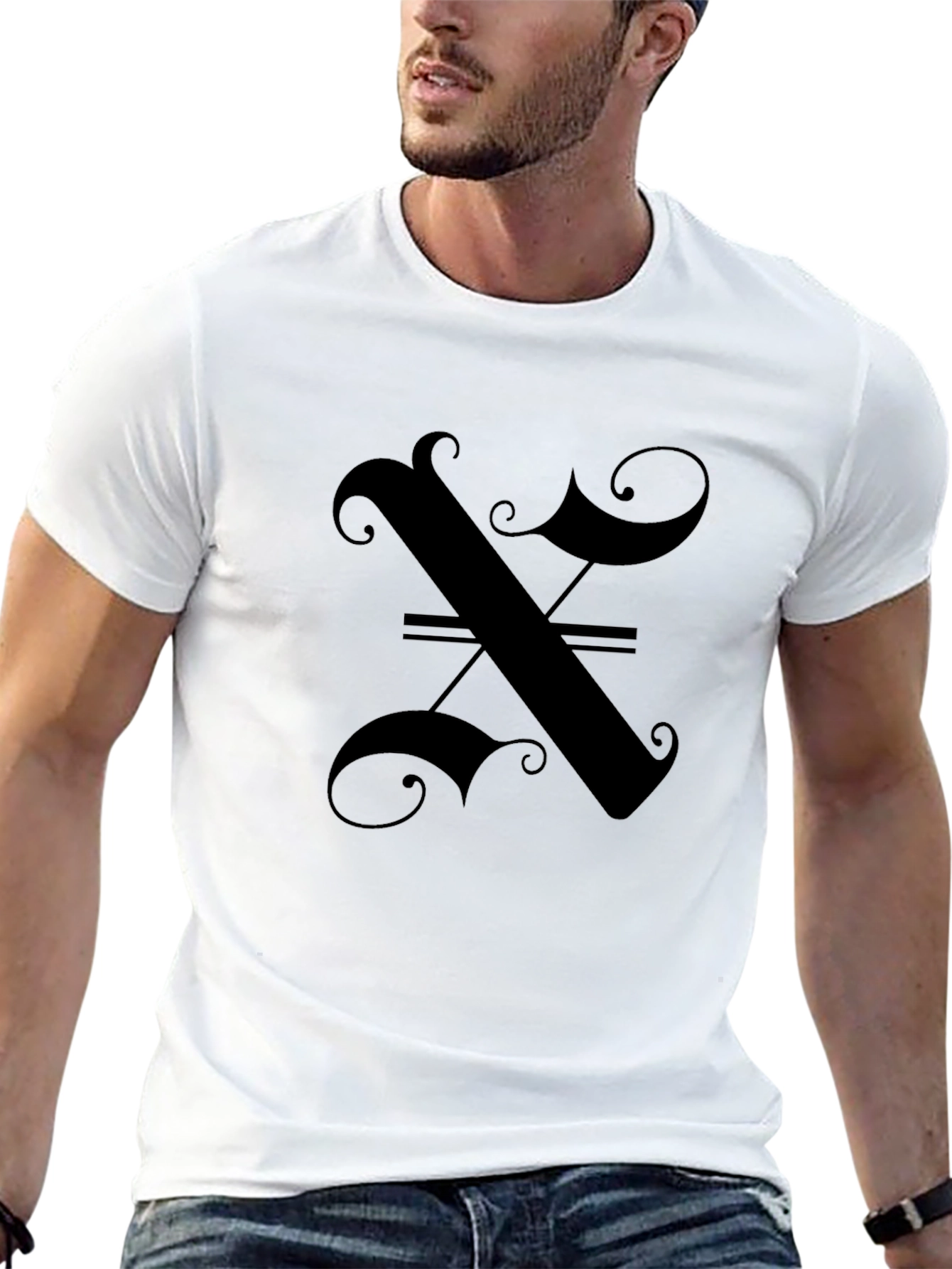 Elegant Gothic Initial X Black T-Shirt