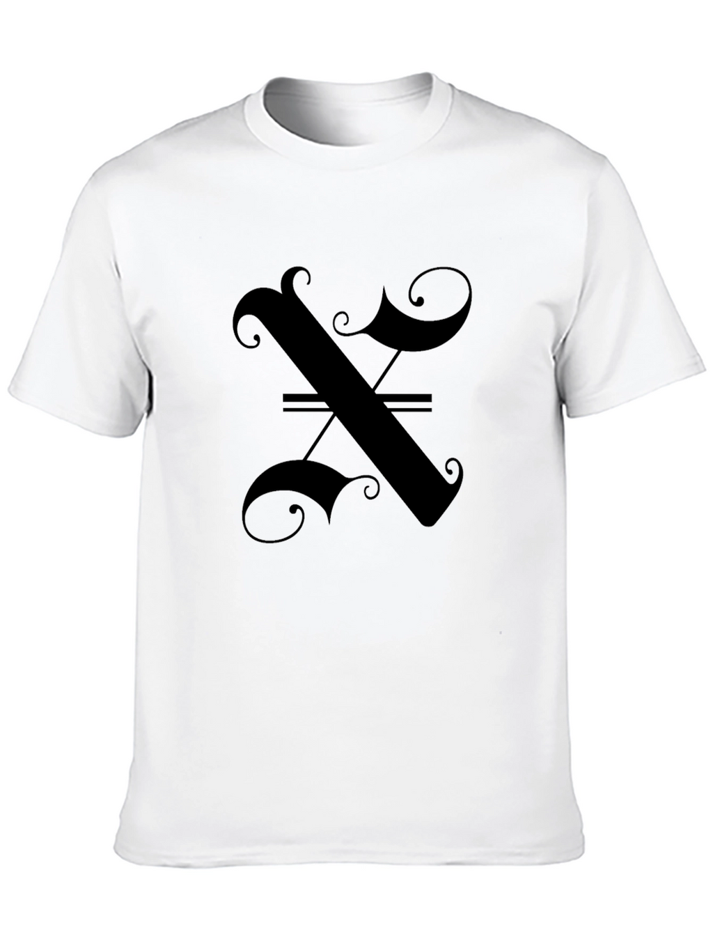 Elegant Gothic Initial X Black T-Shirt